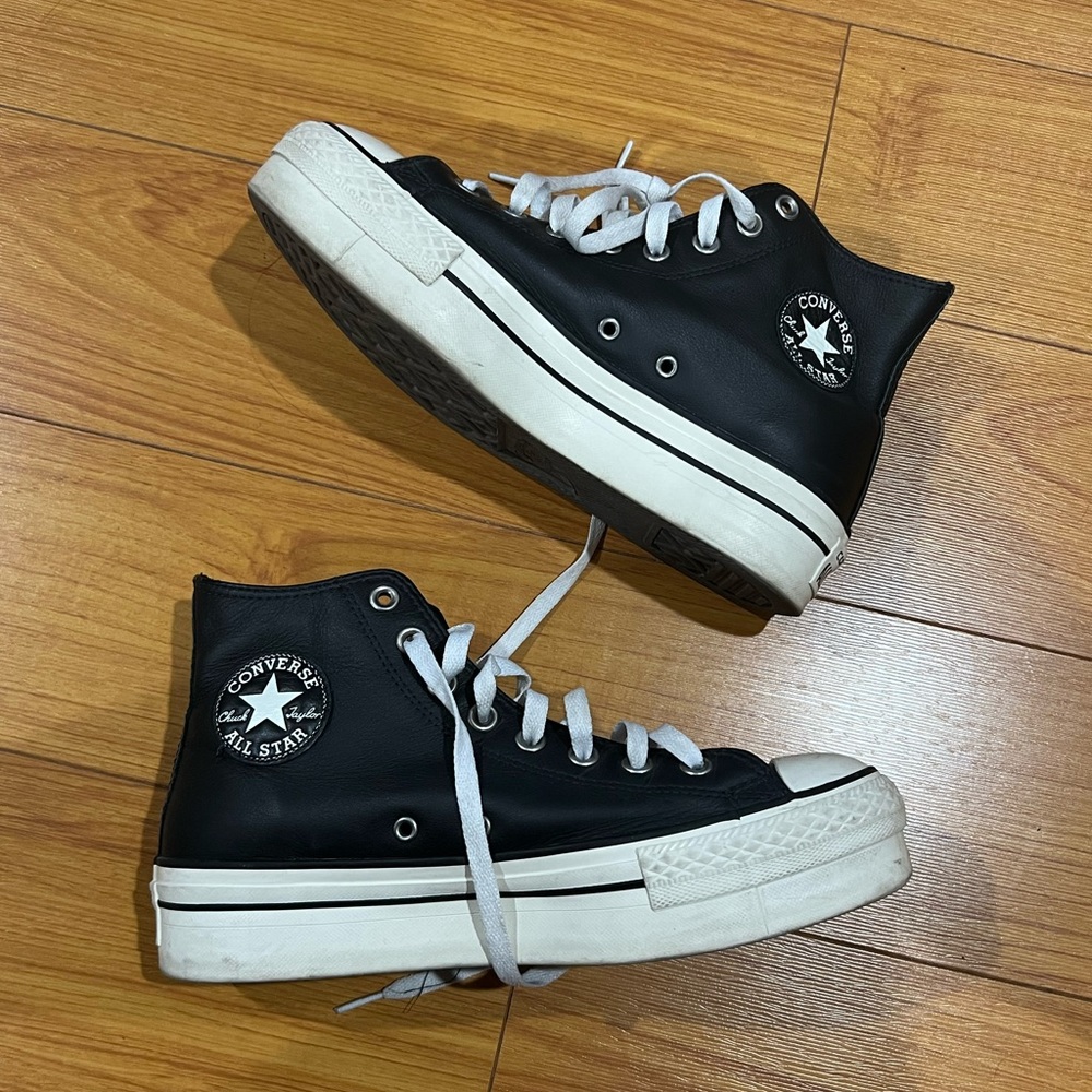 Leather platform converse